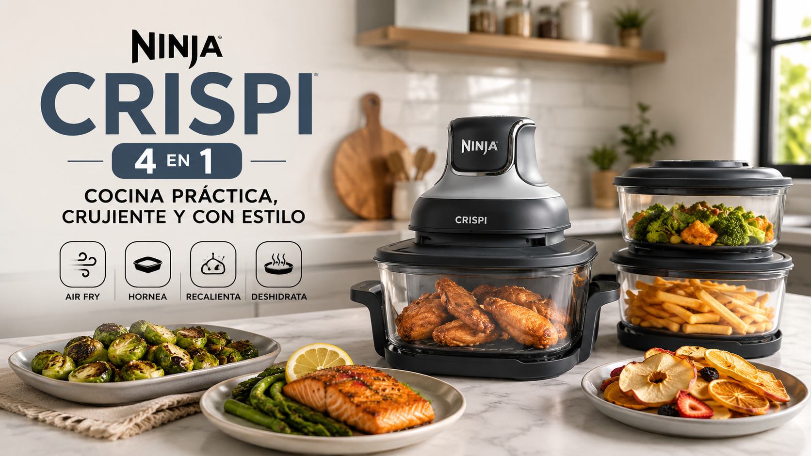 Ninja Crispi 4 en 1: cocina práctica, crujiente y con estilo