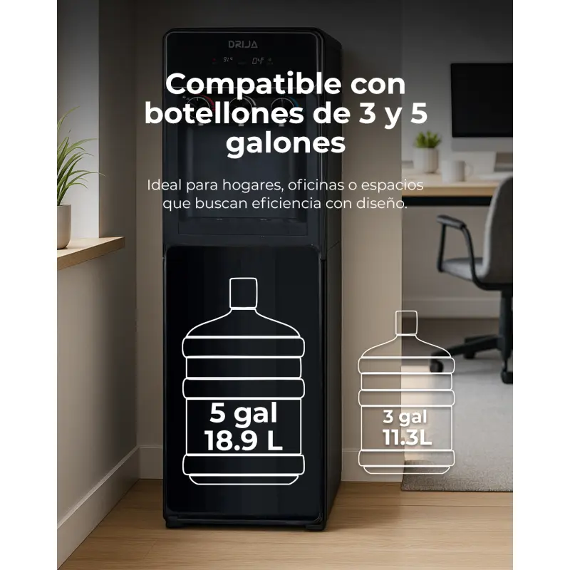 DISPENSADOR DE AGUA DRIJA DE CARGA INFERIOR DE 20L COLOR NEGRO ACQUA