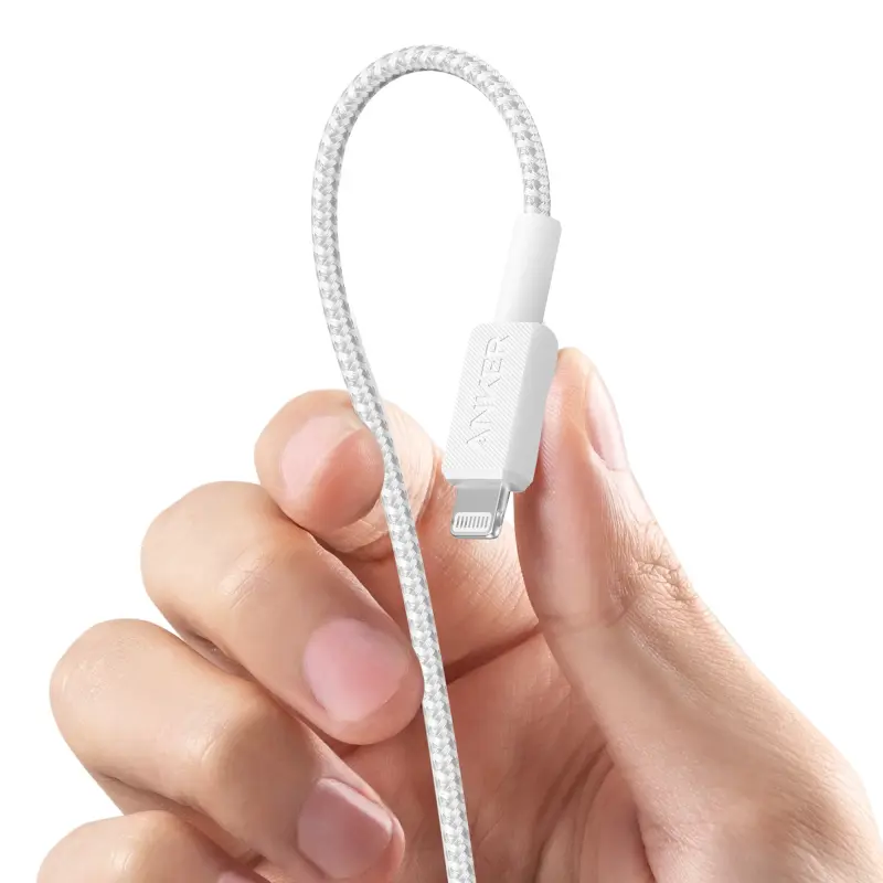 CABLE ANKER TRENZADO TIPO USB-C A LIGHTNING 6FT DE CARGA RÁPIDA BLANCO A81B6H21