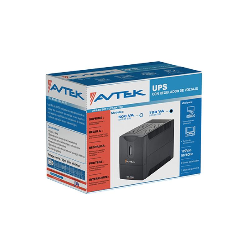 UNIDAD UPS AVTEK 700VA/350W REGULADOR DE VOLTAJE Y SUPRESOR UPSBK700