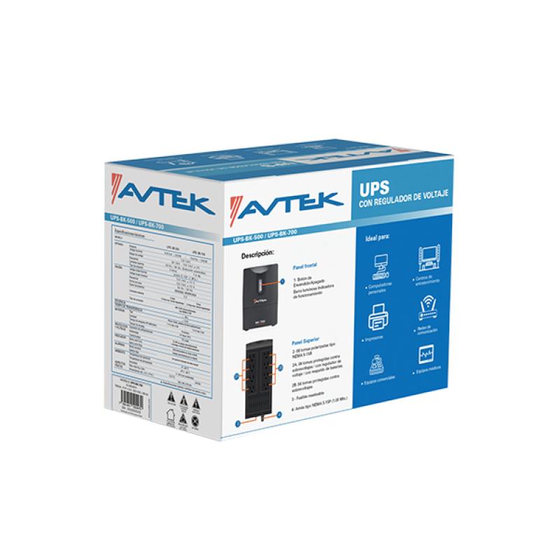 UNIDAD UPS AVTEK 700VA/350W REGULADOR DE VOLTAJE Y SUPRESOR UPSBK700
