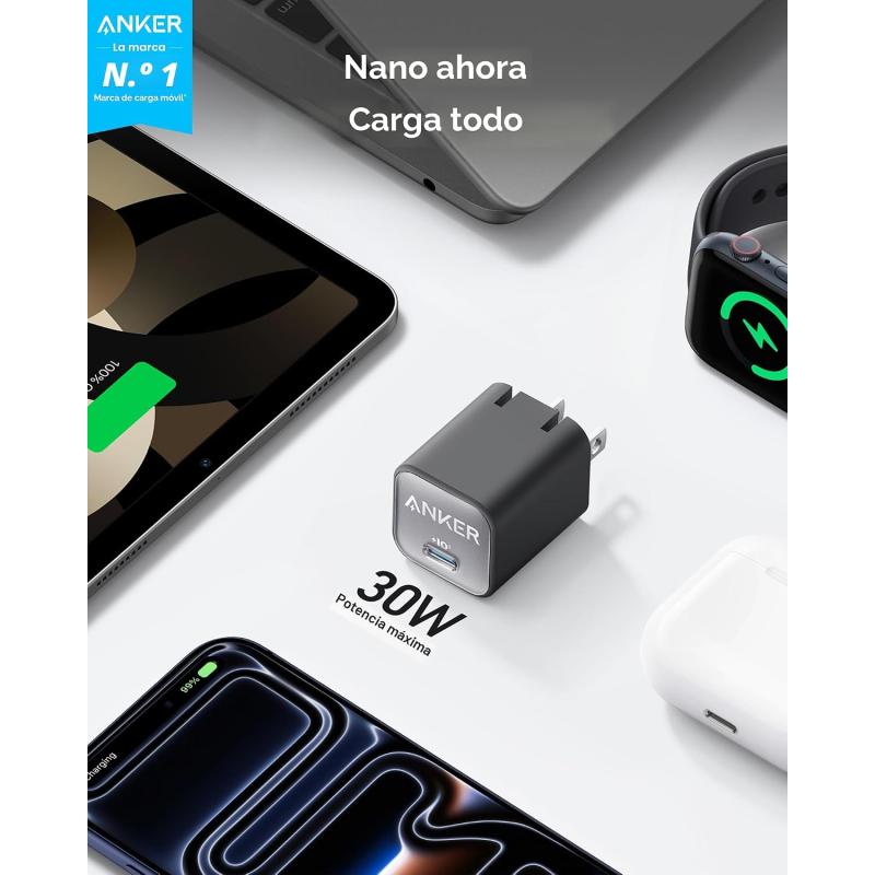 CARGADOR ANKER NANO CHARGER USB-C 30W NEGRO A2147J11