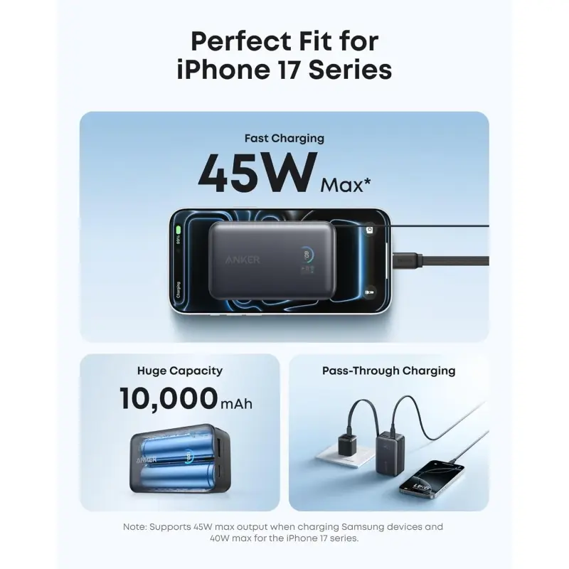 CARGADOR PORTÁTIL ANKER NANO POWER BANK 45W 10k USB-C A1638H11
