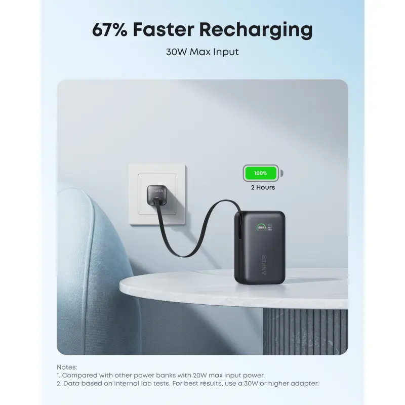 CARGADOR PORTÁTIL ANKER NANO POWER BANK 45W 10k USB-C A1638H11