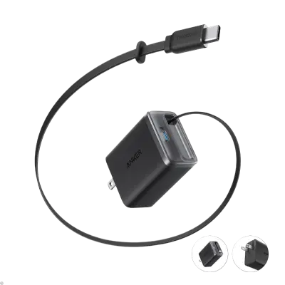 CARGADOR DE PARED ANKER 35W CON CABLE USB-C RETRÁCTIL A2658J11