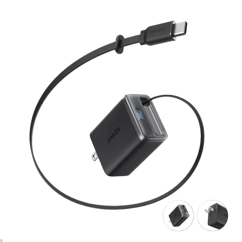 CARGADOR DE PARED ANKER 35W CON CABLE USB-C RETRÁCTIL A2658J11