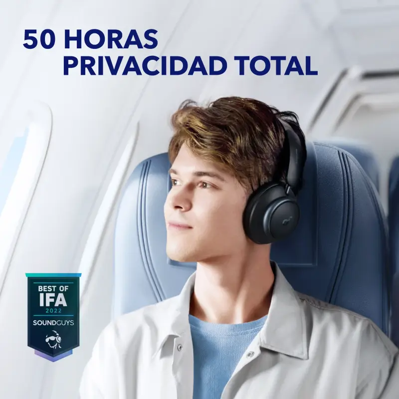 AUDÍFONOS SOUNDCORE SPACE Q45 CANCELACIÓN DE RUIDO Y LARGA DURACIÓN NEGRO A3040011