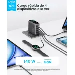 CARGADOR ANKER CON PANTALLA INTELIGENTE 140W 4 PUERTOS PD 3.1 USB-C NEGRO B2697JZ1