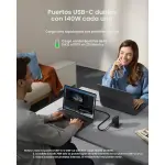CARGADOR ANKER CON PANTALLA INTELIGENTE 140W 4 PUERTOS PD 3.1 USB-C NEGRO B2697JZ1