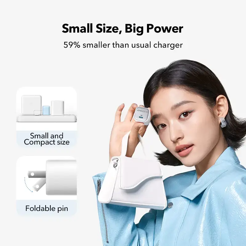 CARGADOR PORTÁTIL ANKER ZOLO 30W PD 3.0 CELESTE A2698J31