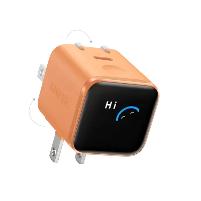 CARGADOR DE PARED ANKER NANO CHARGER 45W CON SMART DISPLAY USB-C NARANJA A121DJO1