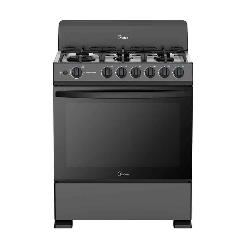 ESTUFA A GAS MIDEA MASTERCOOK 30" CON HORNO Y 6 QUEMADORES MGS30FS1BIABBF