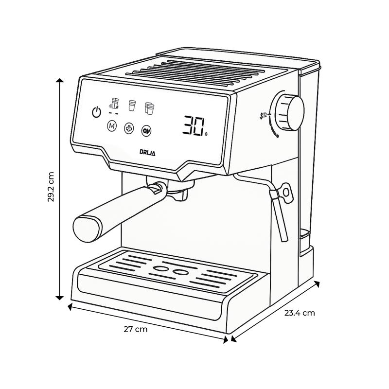 Drija Cafetera de 8 tazas espresso y capuccino sistema digital con sistema espumador MOCCA8TB