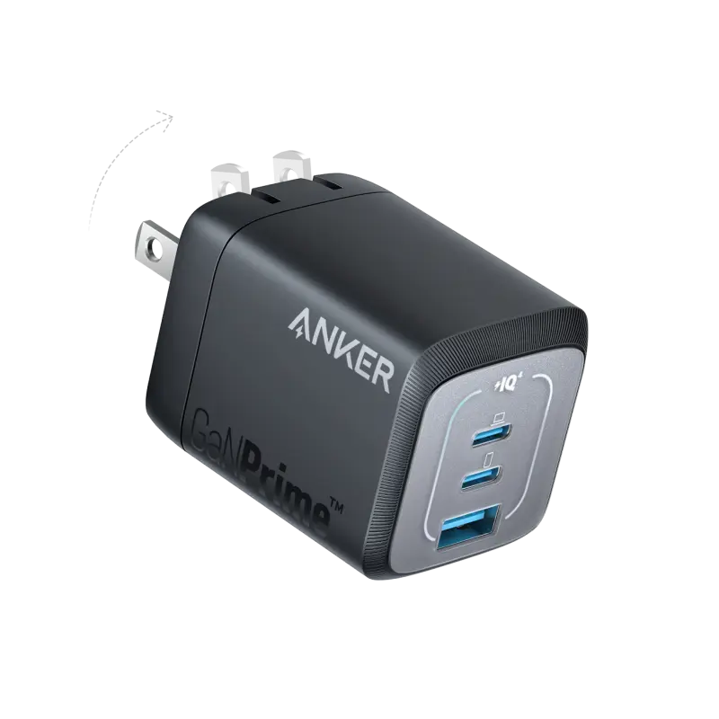 CARGADOR DE PARED ANKER PRIME GAN 67W CON 3 PUERTOS USB-C NEGRO A2669113