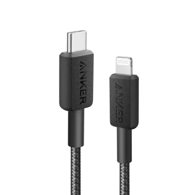 CABLE ANKER TRENZADO TIPO USB-C A LIGHTNING 6FT DE CARGA RÁPIDA NEGRO A81B6H11