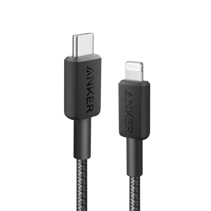 CABLE ANKER TRENZADO TIPO USB-C A LIGHTNING 6FT DE CARGA RÁPIDA NEGRO A81B6H11