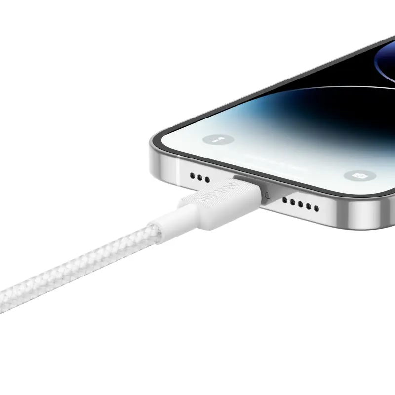 CABLE ANKER TRENZADO TIPO USB-C A LIGHTNING 6FT DE CARGA RÁPIDA BLANCO A81B6H21