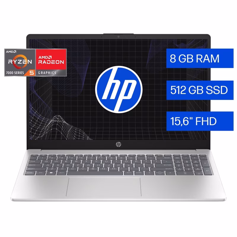 LAPTOP HP 15FC0353LA AMD RYZEN 5 CON 8GB RAM 512GB SSD 15.6" FHD WINDOWS 11 D6ZM8LA