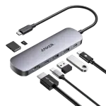 ADAPTADOR HUB ANKER NANO MULTIPUERTO USB 7-EN-1 CON 4K Y HDMI 100W A83D2HA1