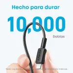 CABLE ANKER TRENZADO TIPO USB-C A LIGHTNING 6FT DE CARGA RÁPIDA NEGRO A81B6H11