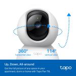 Tp-link Cámara de vigilancia inalámbrica wi-fi 1080p visión 360° visión nocturna con detección ia c200