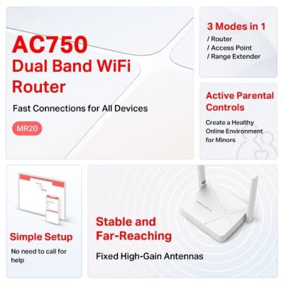 Mercusys Router wireless dual band wi-fi ac750
