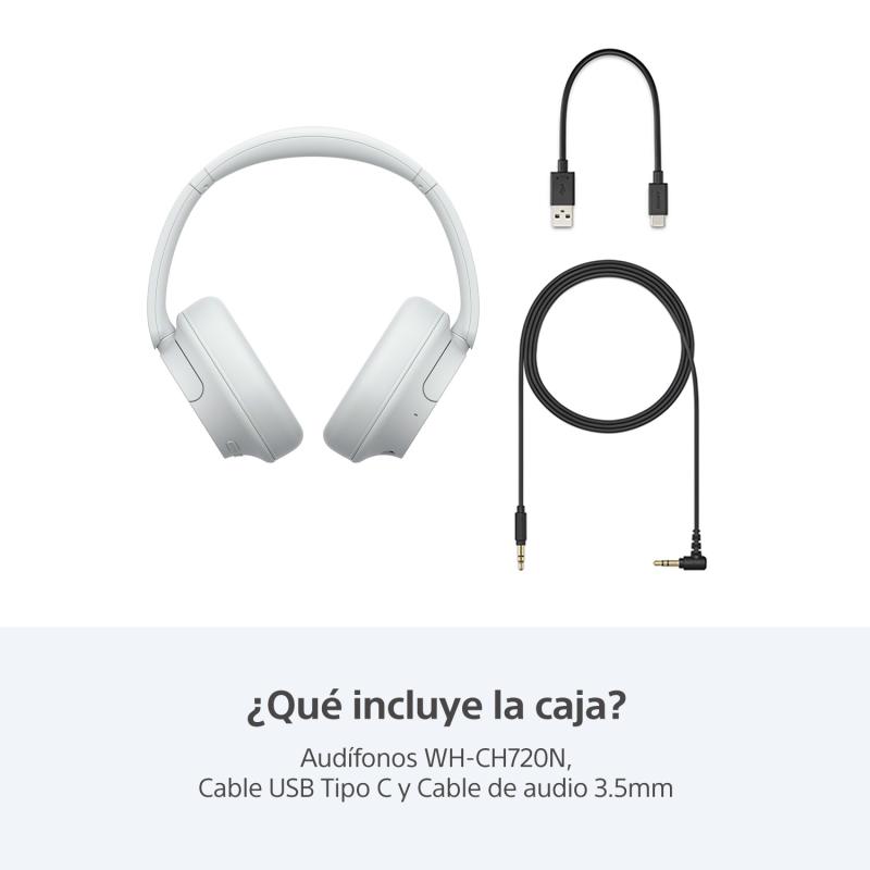 SONY AUDIFONOS INALAMBRICOS CON CANCELACION DE RUIDO COLOR BLANCO WHCH720N