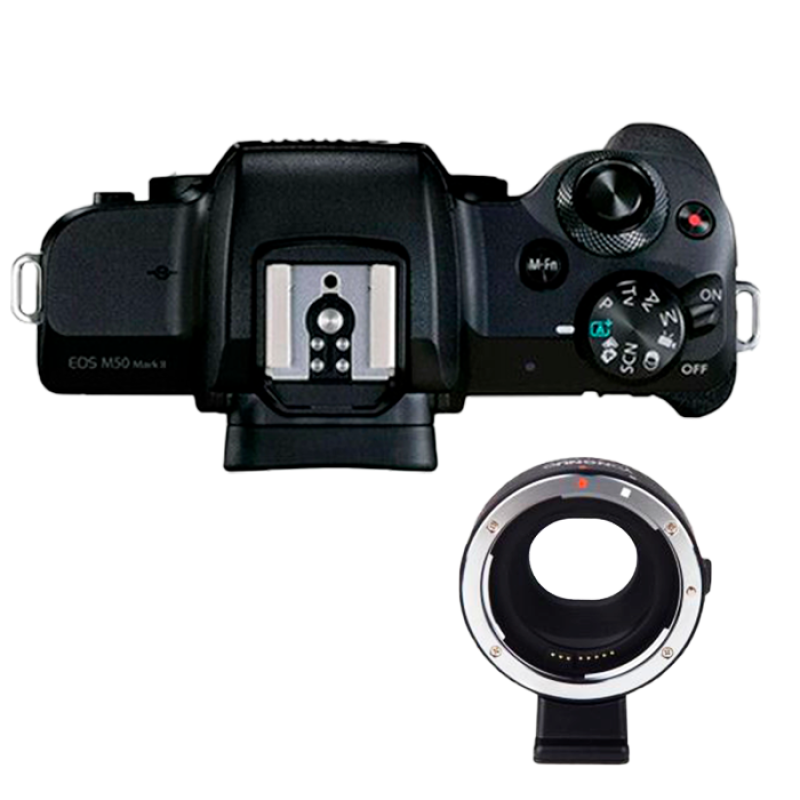 Canon Camara digital eos m50 mark ii ef-m15-45 f/3.5-6.3 is stm + adaptador ef-eos m