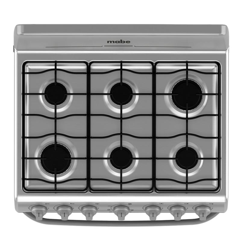 Mabe Estufa de 30" 6 quemadores plata mercury em7641