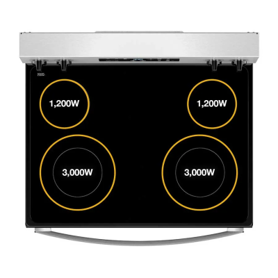 Whirlpool Estufa eléctrica 30" 5.3 cu.ft cooktop flexible elementos duales wfes3030