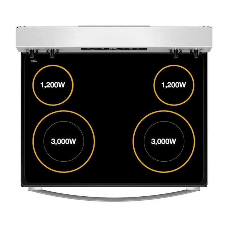 Whirlpool Estufa eléctrica 30" 5.3 cu.ft cooktop flexible elementos duales wfes3030