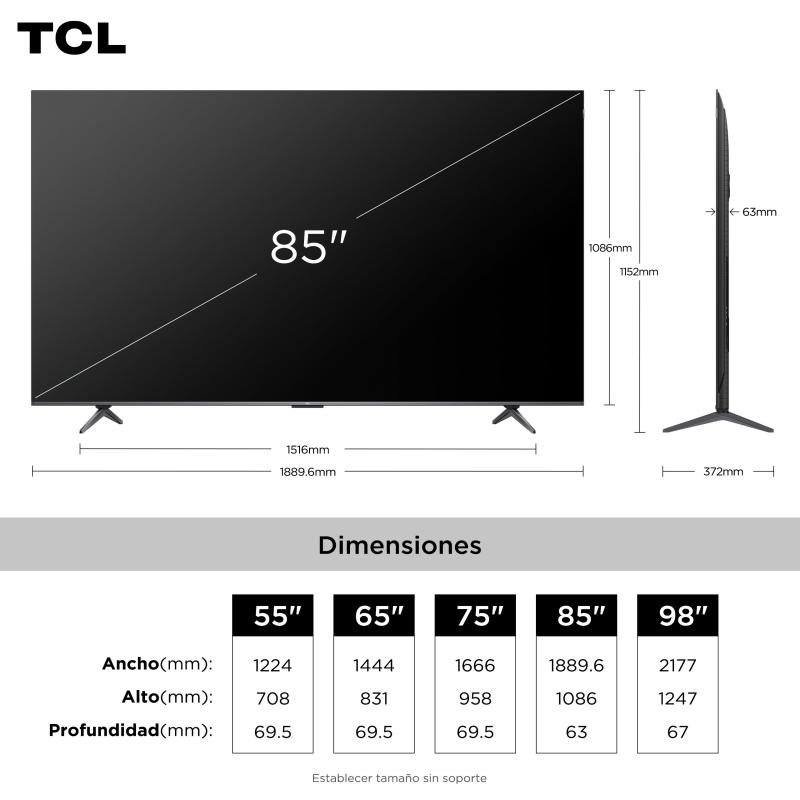 TCL SMART TV DE 85" QLED 4K 144HZ GOOGLE TV P8K