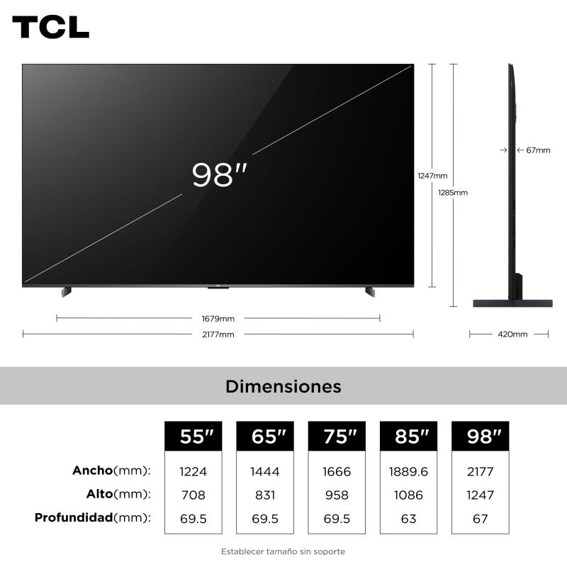 TCL SMART TV DE 98" QLED 4K 144HZ GOOGLE TV P8K