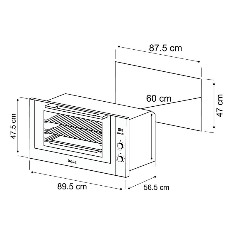 DRIJA HORNO EMPOTRABLE ELECTRICO CON FREIDORA DE AIRE DE 105L AMERICA90