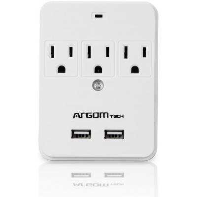 ARGOM ADAPTADOR DE CORRIENTE CON 3 ENCHUFES Y 2 ENTRADAS USB ARGAC0265