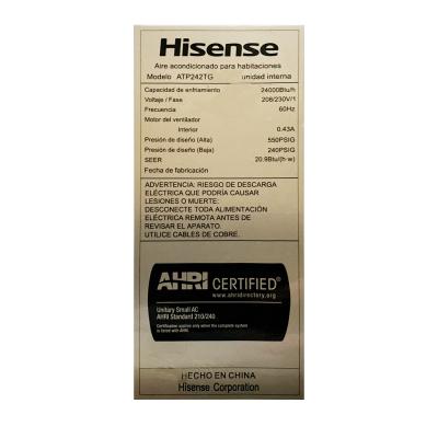 HISENSE AIRE ACONDICIONADO SPLIT DE 24000BTU INVERTER PREMIUM ATP242