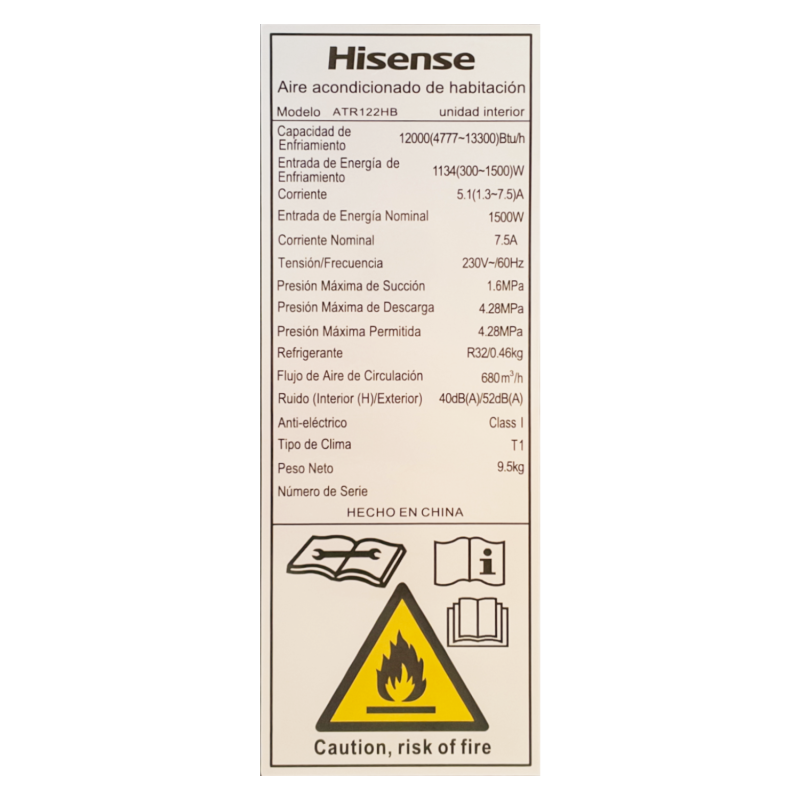 Hisense Aire acondicionado de 12000btu inverter hi-nano negro atr