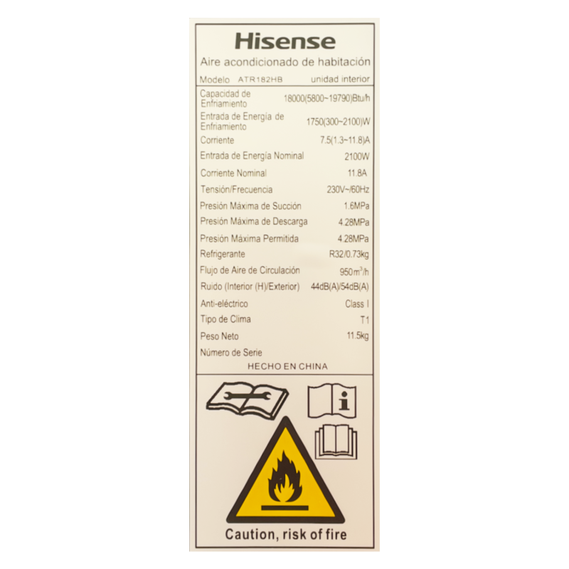 Hisense Aire acondicionado de 18000btu inverter hi-nano negro atr