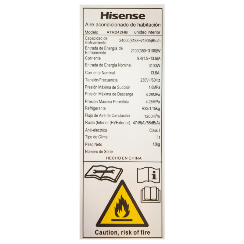 Hisense Aire acondicionado de 24000btu inverter hi-nano negro atr