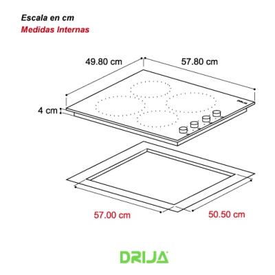DRIJA ESTUFA ELECTRICA EMPOTRABLE DE 4 QUEMADORES BARI 60
