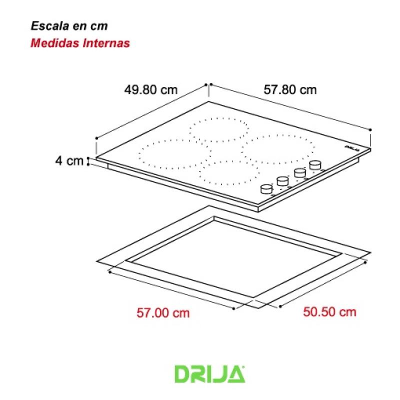 DRIJA ESTUFA ELECTRICA EMPOTRABLE DE 4 QUEMADORES BARI 60