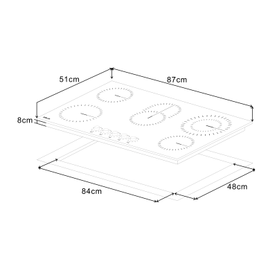 DRIJA ESTUFA EMPOTRABLE ELECTRICA DE 87CM 5 QUEMADORES BARI