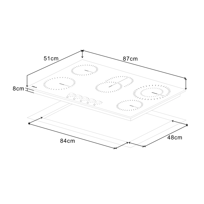 DRIJA ESTUFA EMPOTRABLE ELECTRICA DE 87CM 5 QUEMADORES BARI