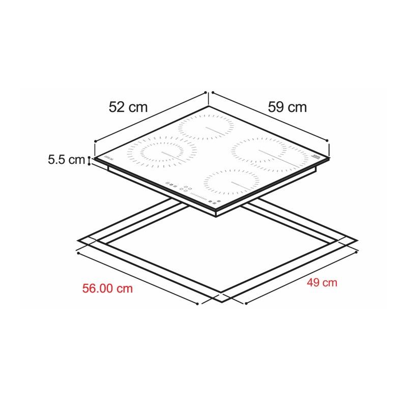 DRIJA ESTUFA EMPOTRABLE ELECTRICA DE 59CM VITROCERÁMICA BERLIN60