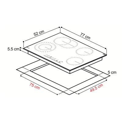 DRIJA ESTUFA EMPOTRABLE ELECTRICA DE 76CM VITROCERÁMICA BERLIN76