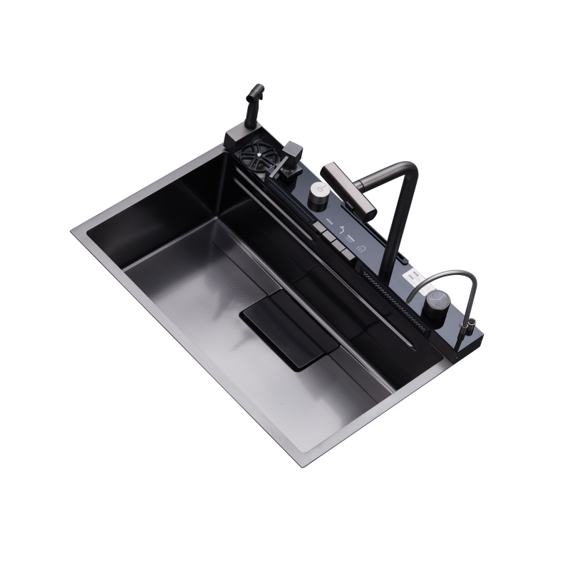 DRIJA FREGADOR EMPOTRABLE GRIFO DIGITAL INTEGRADO DOBLE CASCADA 84CM CAPRI