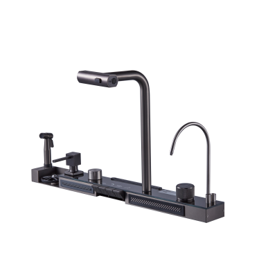 DRIJA FREGADOR EMPOTRABLE GRIFO DIGITAL INTEGRADO DOBLE CASCADA 84CM CAPRI