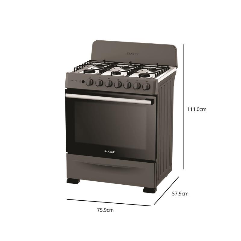 SANKEY ESTUFA A GAS DE 30" 6 QUEMADORES COLOR NEGRA