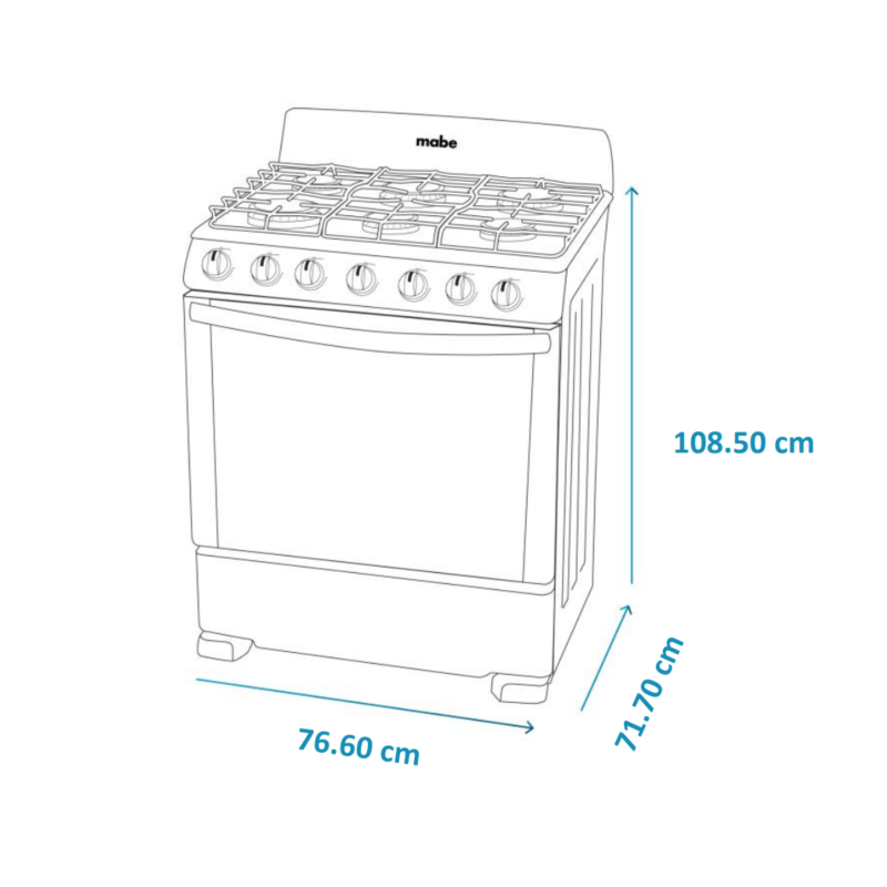 MABE ESTUFA DE 30" A GAS 6 QUEMADORES COLOR PLATA CEM7641