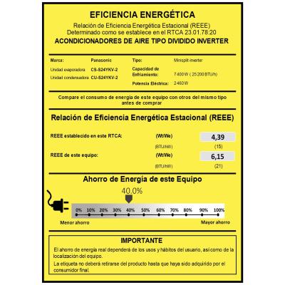 PANASONIC AIRE ACONDICIONADO INVERTER SERIE S DE 25200BTU CSCUS24